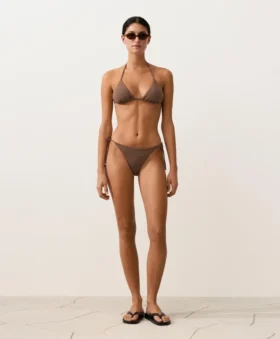 Top bikini a triangolo con mini pois