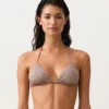 Top bikini a triangolo con mini stampa e fili metallici Top bikini a triangolo con mini stampa e fili metallici
