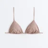 Top bikini a triangolo con mini stampa e fili metallici Top bikini a triangolo con mini stampa e fili metallici