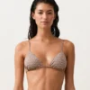 Top bikini a triangolo con mini stampa e fili metallici Top bikini a triangolo con mini stampa e fili metallici