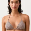 Top bikini a triangolo con mini stampa e fili metallici Top bikini a triangolo con mini stampa e fili metallici