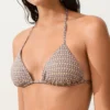 Top bikini a triangolo con mini stampa e fili metallici Top bikini a triangolo con mini stampa e fili metallici