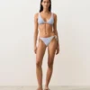 Slip bikini a copertura media a righe testurizzate con lacci