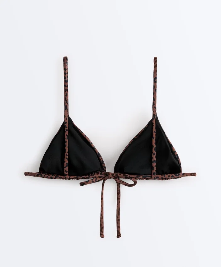 Top bikini a triangolo con stampa leopardata Top bikini a triangolo con stampa leopardata