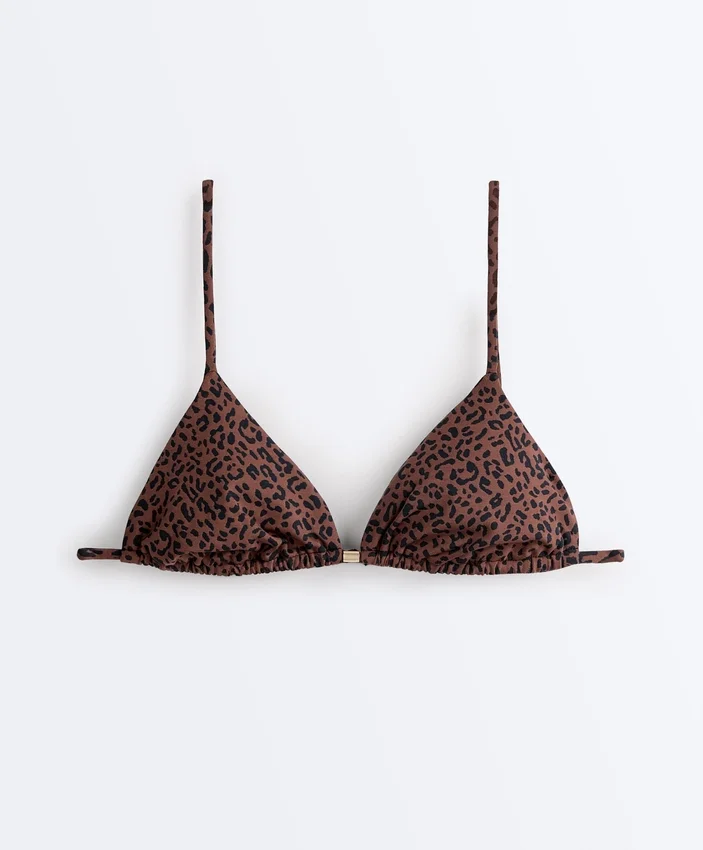 Top bikini a triangolo con stampa leopardata Top bikini a triangolo con stampa leopardata