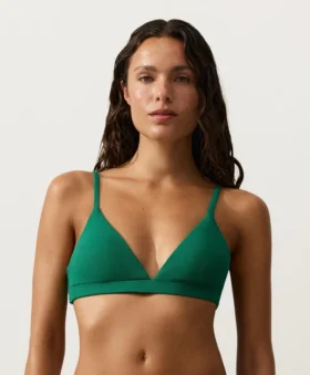 Top bikini a triangolo in piqué