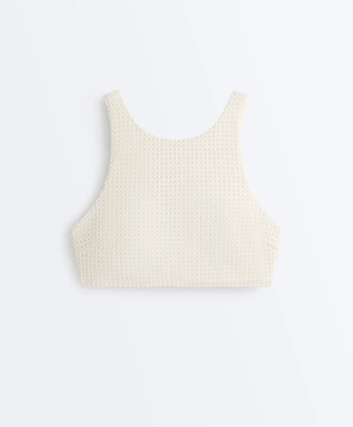 Top bikini all’uncinetto con texture a bolle Top bikini all’uncinetto con texture a bolle