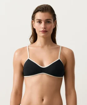 Top bikini con bordi a contrasto