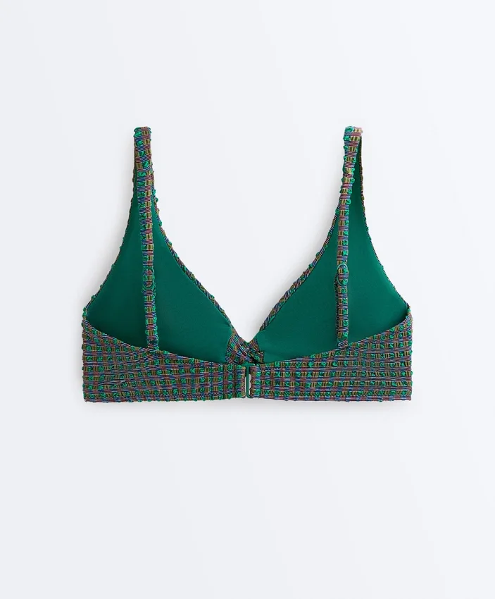 Top bikini con scollo all’americana a quadretti Top bikini con scollo all’americana a quadretti