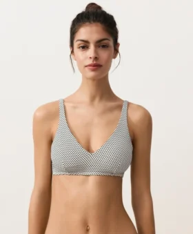 Top bikini halter a pois in jacquard