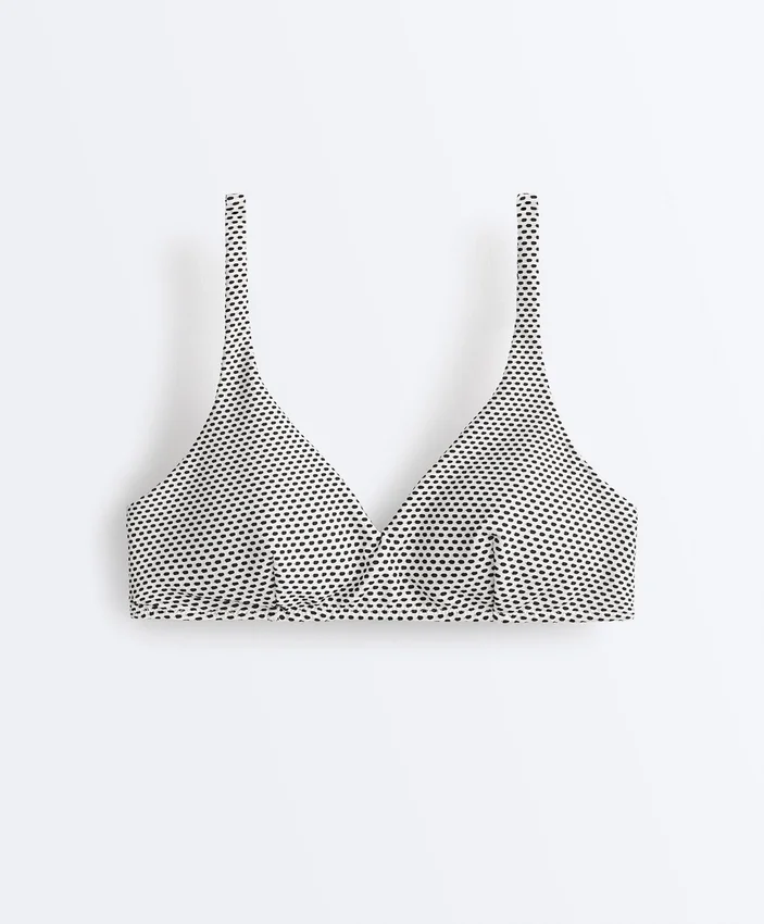 Top bikini halter a pois in jacquard Top bikini halter a pois in jacquard