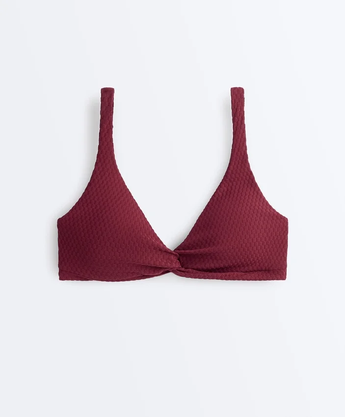 Top bikini halter in jacquard a mini quadri Top bikini halter in jacquard a mini quadri