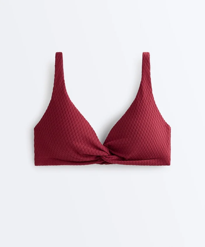 Top bikini halter in jacquard a mini quadri Top bikini halter in jacquard a mini quadri