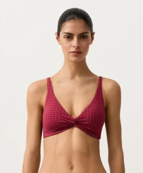 Top bikini halter in jacquard geometrico