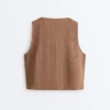 Top con scollo quadrato e lacci incrociati in 100% lino