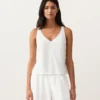Top con spalline e scollo a V in 100% lino