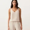 Top con spalline e scollo a V in 100% lino