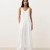 Top con spalline e scollo a V in 100% lino