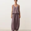 Top con spalline e scollo a V in 100% lino
