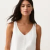 Top con spalline e scollo a V in 100% lino