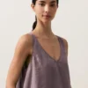Top con spalline e scollo a V in 100% lino