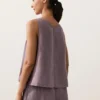 Top con spalline e scollo a V in 100% lino