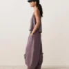 Top con spalline e scollo a V in 100% lino