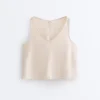 Top con spalline e scollo a V in 100% lino