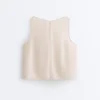 Top con spalline e scollo a V in 100% lino