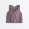 Top con spalline e scollo a V in 100% lino