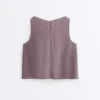 Top con spalline e scollo a V in 100% lino