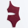 Trikini asimmetrico in jacquard a quadretti mini Trikini asimmetrico in jacquard a quadretti mini