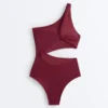 Trikini asimmetrico in jacquard a quadretti mini Trikini asimmetrico in jacquard a quadretti mini