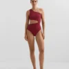 Trikini asimmetrico in jacquard a quadretti mini Trikini asimmetrico in jacquard a quadretti mini