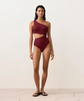 Trikini asimmetrico in jacquard a quadretti mini