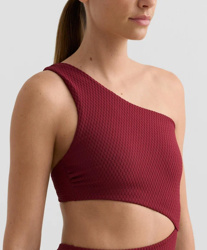 Trikini asimmetrico in jacquard a quadretti mini Trikini asimmetrico in jacquard a quadretti mini