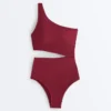 Trikini asimmetrico in jacquard a quadretti mini Trikini asimmetrico in jacquard a quadretti mini