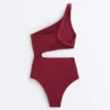 Trikini asimmetrico in jacquard a quadretti mini Trikini asimmetrico in jacquard a quadretti mini